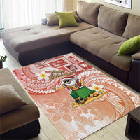 Hawaii Mele Kalikimaka Area Rug Hula Santa Retro Style Red - Polynesian Pride