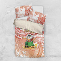 Hawaii Mele Kalikimaka Bedding Set Hula Santa Retro Style Red - Polynesian Pride