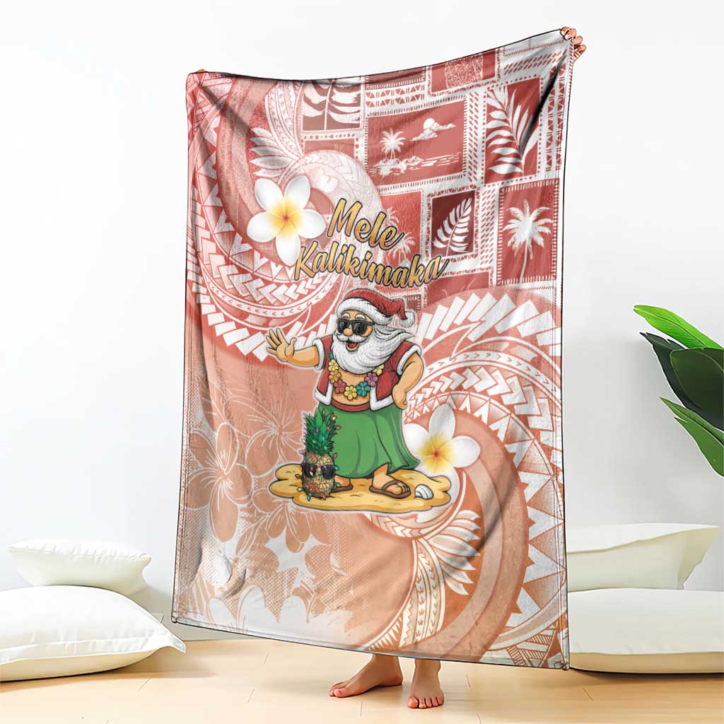 Hawaii Mele Kalikimaka Blanket Hula Santa Retro Style Red - Polynesian Pride