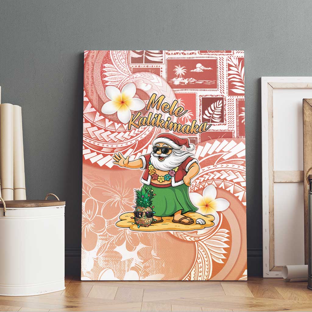 Hawaii Mele Kalikimaka Canvas Wall Art Hula Santa Retro Style Red - Polynesian Pride