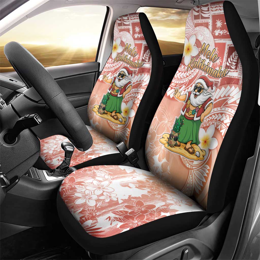 Hawaii Mele Kalikimaka Car Seat Cover Hula Santa Retro Style Red - Polynesian Pride