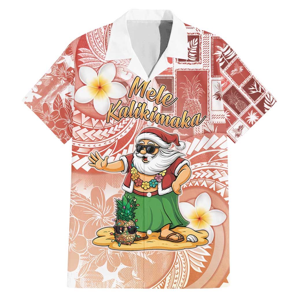 Hawaii Mele Kalikimaka Family Matching Mermaid Dress and Hawaiian Shirt Hula Santa Retro Style Red - Polynesian Pride