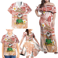 Hawaii Mele Kalikimaka Family Matching Off Shoulder Maxi Dress and Hawaiian Shirt Hula Santa Retro Style Red - Polynesian Pride