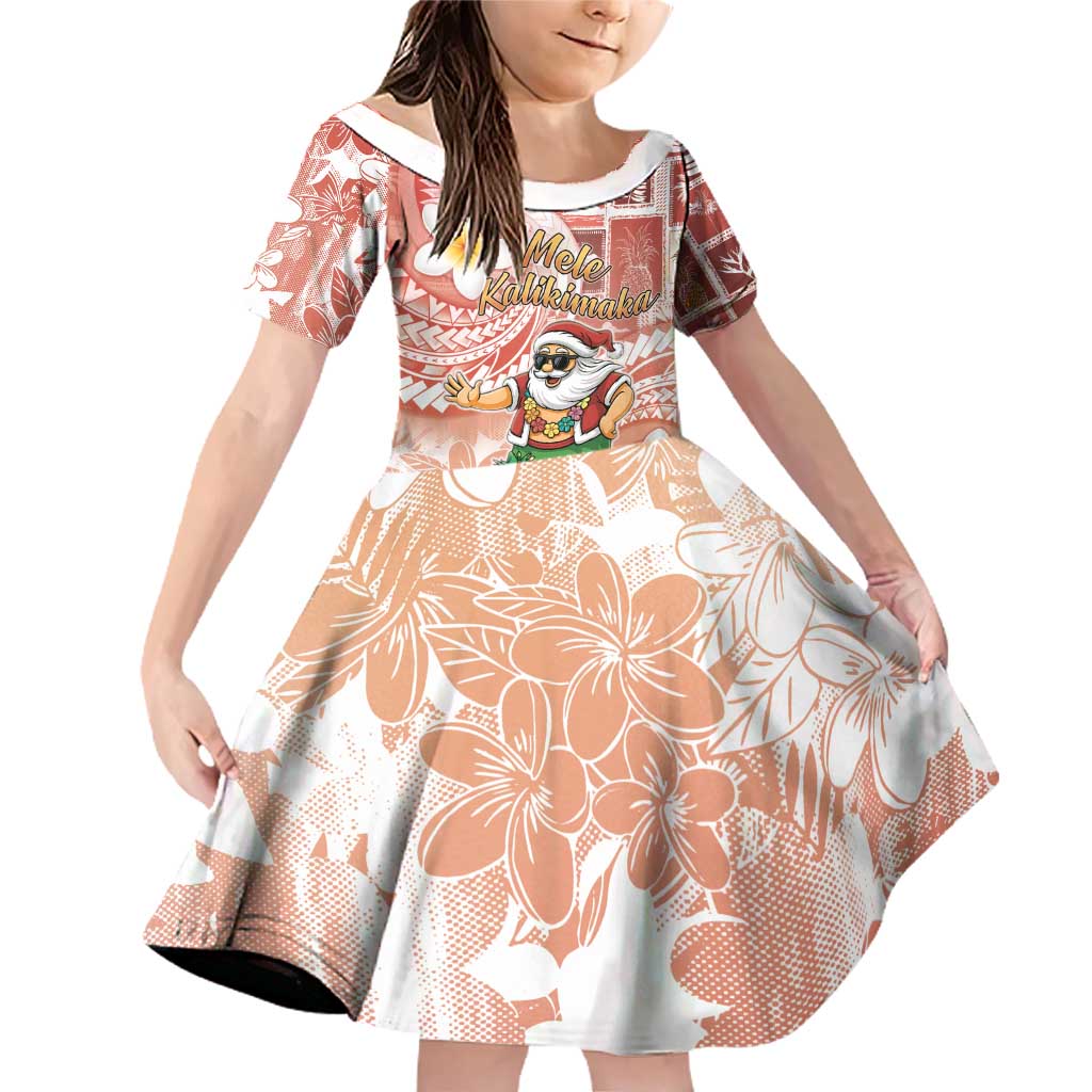 Hawaii Mele Kalikimaka Family Matching Off Shoulder Short Dress and Hawaiian Shirt Hula Santa Retro Style Red - Polynesian Pride