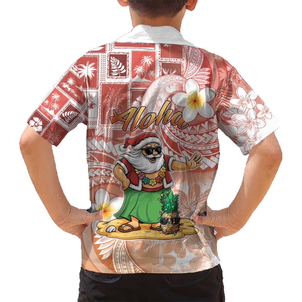 Hawaii Mele Kalikimaka Family Matching Puletasi and Hawaiian Shirt Hula Santa Retro Style Red LT05 - Polynesian Pride