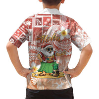 Hawaii Mele Kalikimaka Family Matching Puletasi and Hawaiian Shirt Hula Santa Retro Style Red LT05 - Polynesian Pride