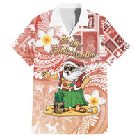 Hawaii Mele Kalikimaka Family Matching Puletasi and Hawaiian Shirt Hula Santa Retro Style Red LT05 Dad's Shirt - Short Sleeve Red - Polynesian Pride