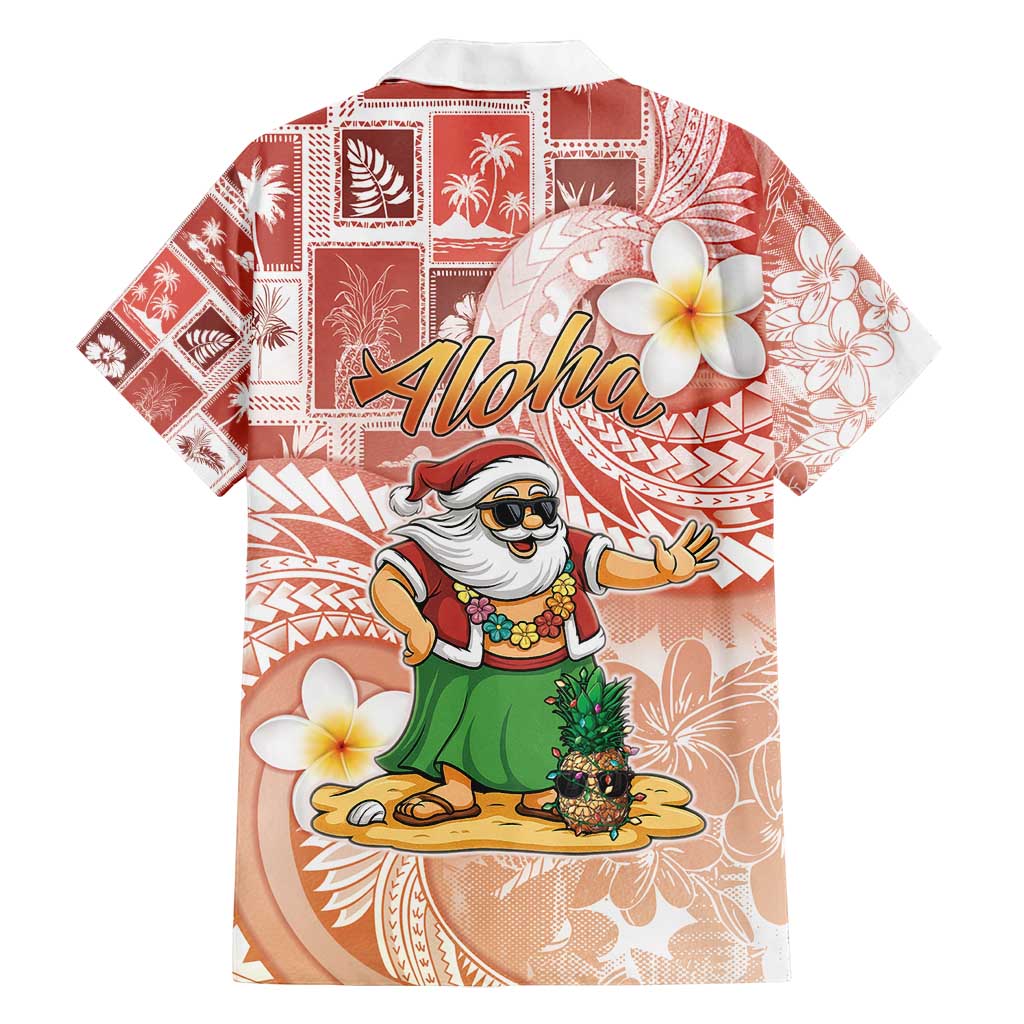 Hawaii Mele Kalikimaka Family Matching Puletasi and Hawaiian Shirt Hula Santa Retro Style Red LT05 - Polynesian Pride