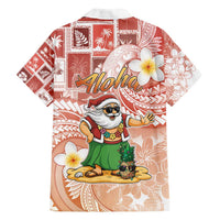 Hawaii Mele Kalikimaka Family Matching Puletasi and Hawaiian Shirt Hula Santa Retro Style Red LT05 - Polynesian Pride