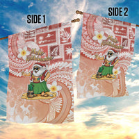 Hawaii Mele Kalikimaka Garden Flag Hula Santa Retro Style Red - Polynesian Pride
