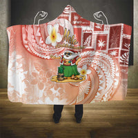 Hawaii Mele Kalikimaka Hooded Blanket Hula Santa Retro Style Red - Polynesian Pride