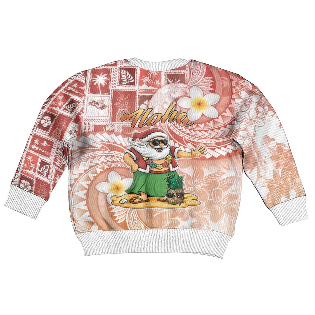 Hawaii Mele Kalikimaka Kid Ugly Christmas Sweater Hula Santa Retro Style Red - Polynesian Pride