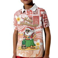 Hawaii Mele Kalikimaka Kid Polo Shirt Hula Santa Retro Style Red - Polynesian Pride