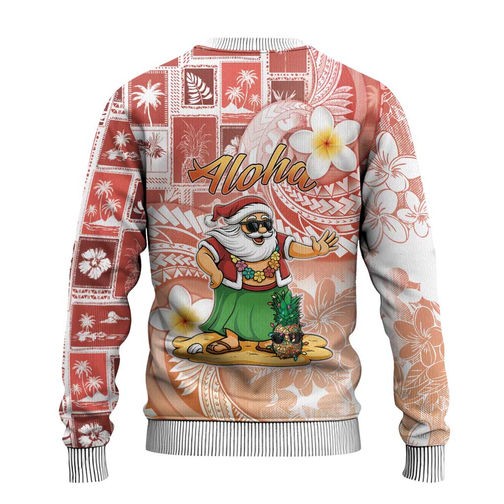 Hawaii Mele Kalikimaka Ugly Christmas Sweater Hula Santa Retro Style Red - Polynesian Pride