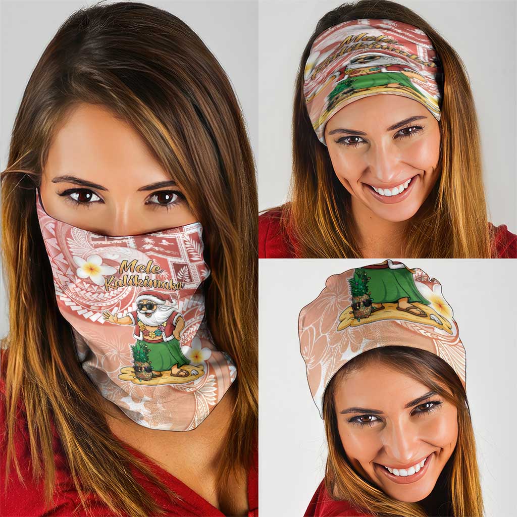 Hawaii Mele Kalikimaka Neck Gaiter Hula Santa Retro Style Red - Polynesian Pride