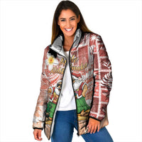 Hawaii Mele Kalikimaka Padded Jacket Hula Santa Retro Style Red - Polynesian Pride
