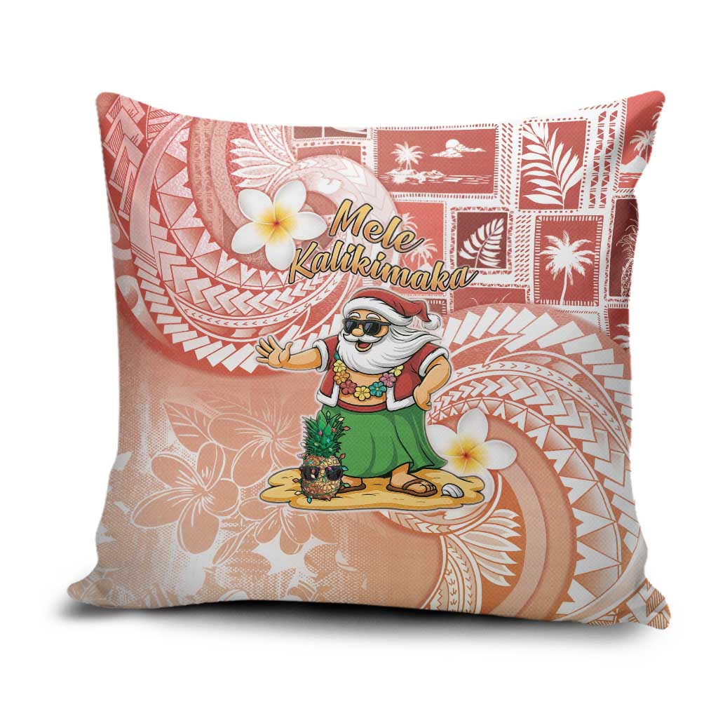 Hawaii Mele Kalikimaka Pillow Cover Hula Santa Retro Style Red - Polynesian Pride