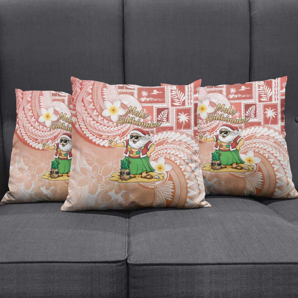Hawaii Mele Kalikimaka Pillow Cover Hula Santa Retro Style Red - Polynesian Pride