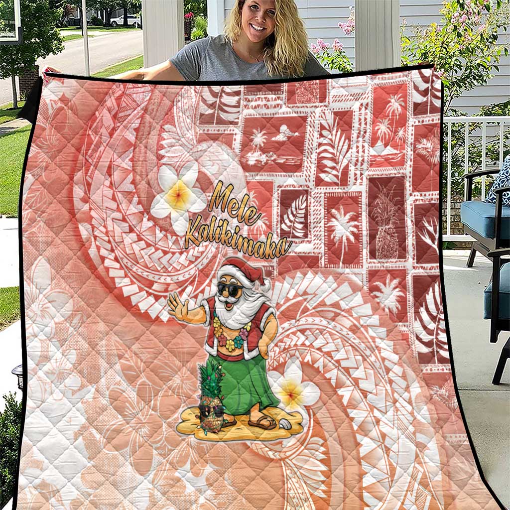 Hawaii Mele Kalikimaka Quilt Hula Santa Retro Style Red - Polynesian Pride
