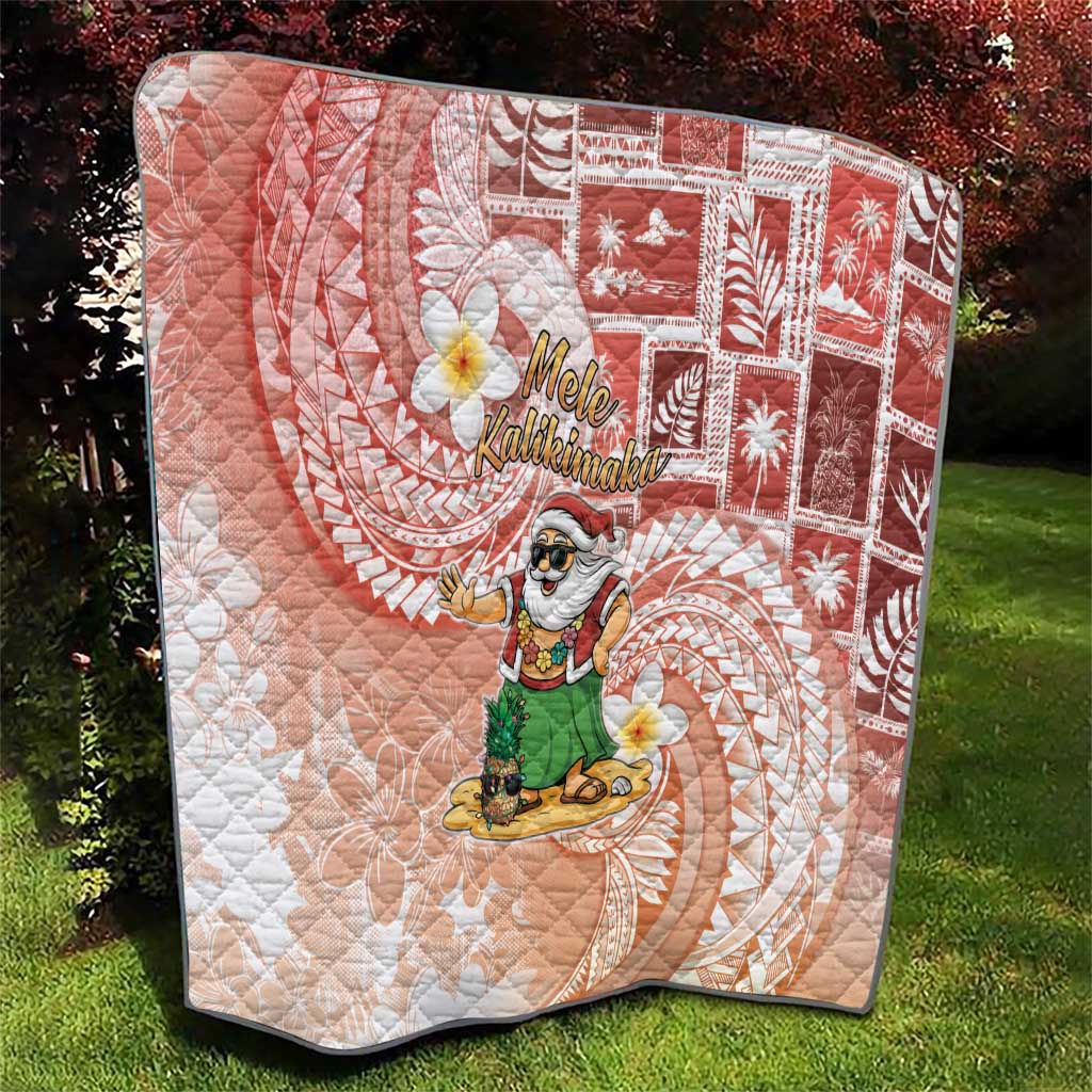 Hawaii Mele Kalikimaka Quilt Hula Santa Retro Style Red - Polynesian Pride