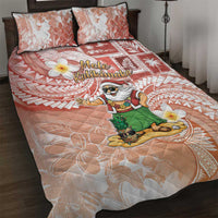 Hawaii Mele Kalikimaka Quilt Bed Set Hula Santa Retro Style Red - Polynesian Pride