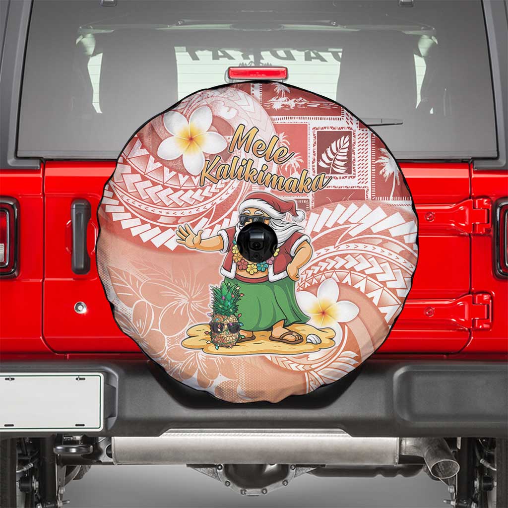 Hawaii Mele Kalikimaka Spare Tire Cover Hula Santa Retro Style Red - Polynesian Pride