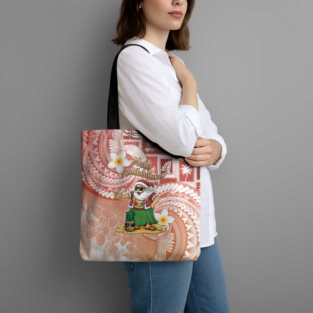 Hawaii Mele Kalikimaka Tote Bag Hula Santa Retro Style Red - Polynesian Pride