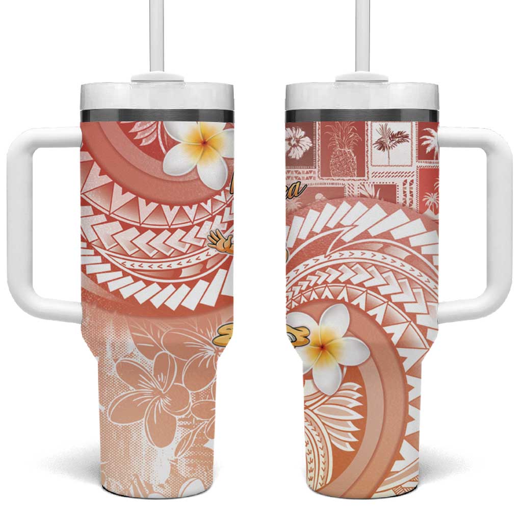 Hawaii Mele Kalikimaka Tumbler With Handle Hula Santa Retro Style Red - Polynesian Pride