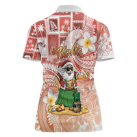 Hawaii Mele Kalikimaka Women Polo Shirt Hula Santa Retro Style Red - Polynesian Pride