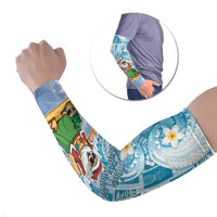 Hawaii Mele Kalikimaka Arm Sleeves Hula Santa Retro Style Blue LT05 Set of 2 Blue - Polynesian Pride