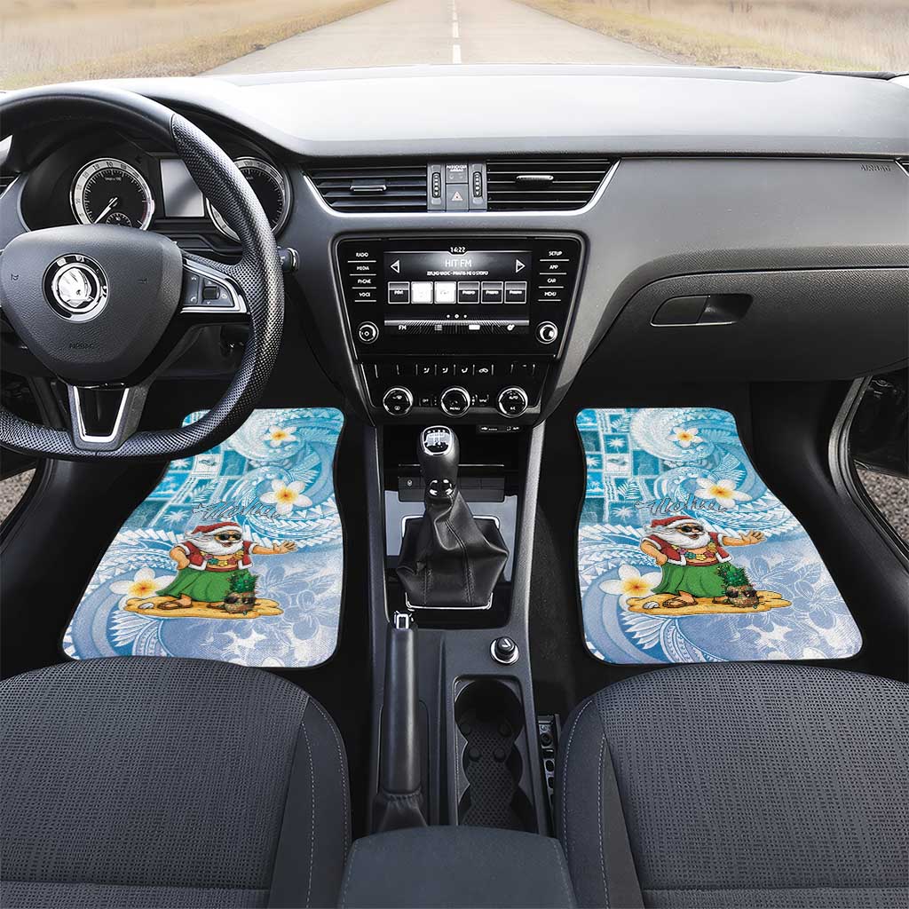Hawaii Mele Kalikimaka Car Mats Hula Santa Retro Style Blue - Polynesian Pride
