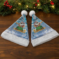 Hawaii Mele Kalikimaka Christmas Santa Hat Hula Santa Retro Style Blue - Polynesian Pride