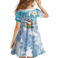 Hawaii Mele Kalikimaka Family Matching Puletasi and Hawaiian Shirt Hula Santa Retro Style Blue - Polynesian Pride