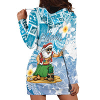 Hawaii Mele Kalikimaka Hoodie Dress Hula Santa Retro Style Blue - Polynesian Pride