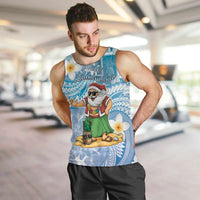 Hawaii Mele Kalikimaka Men Tank Top Hula Santa Retro Style Blue - Polynesian Pride