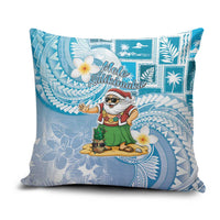 Hawaii Mele Kalikimaka Pillow Cover Hula Santa Retro Style Blue - Polynesian Pride