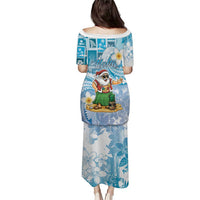 Hawaii Mele Kalikimaka Puletasi Hula Santa Retro Style Blue - Polynesian Pride
