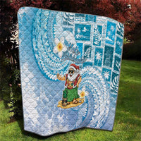 Hawaii Mele Kalikimaka Quilt Hula Santa Retro Style Blue - Polynesian Pride