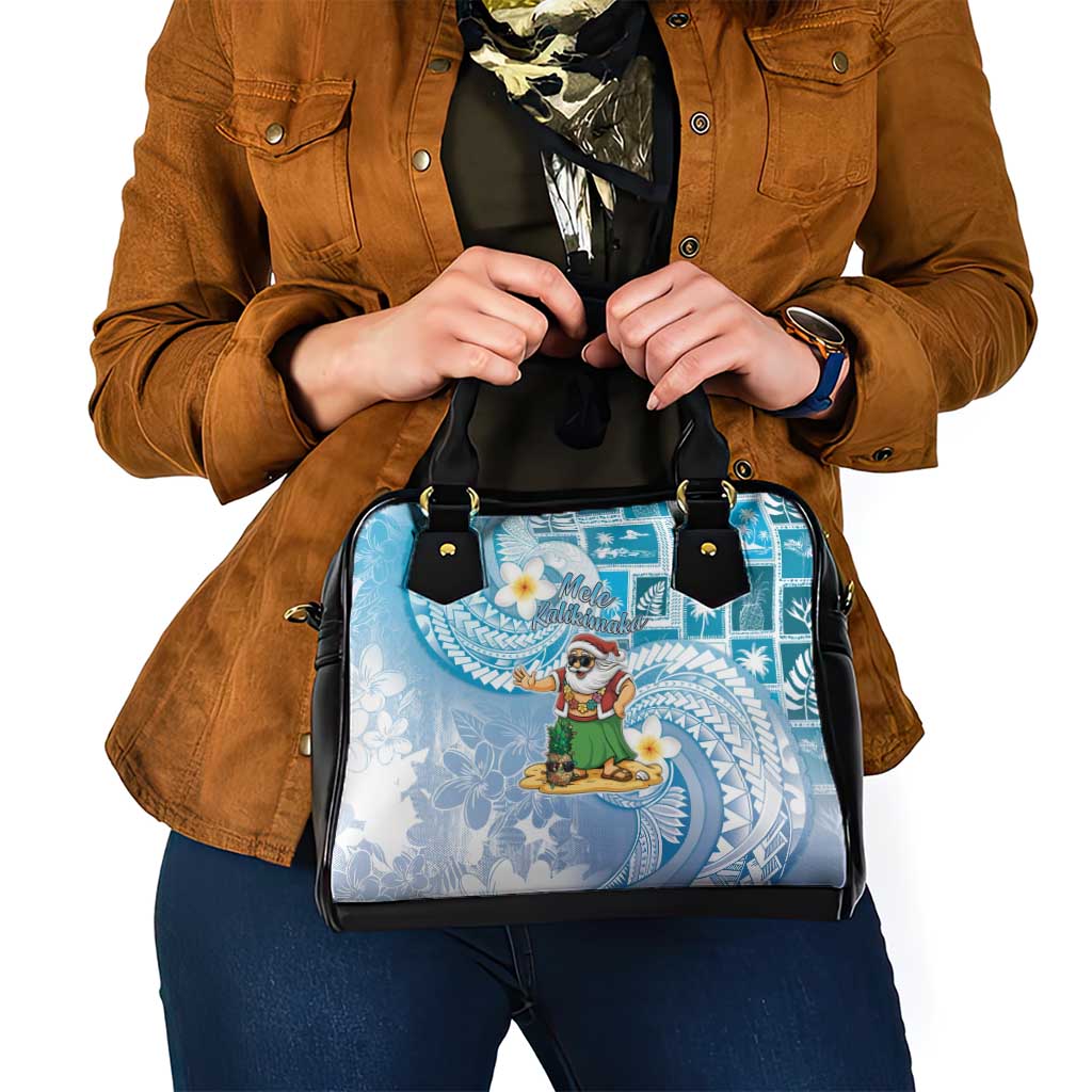 Hawaii Mele Kalikimaka Shoulder Handbag Hula Santa Retro Style Blue - Polynesian Pride