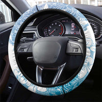Hawaii Mele Kalikimaka Steering Wheel Cover Hula Santa Retro Style Blue - Polynesian Pride