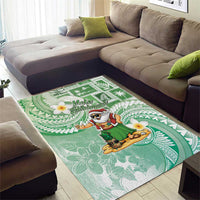 Hawaii Mele Kalikimaka Area Rug Hula Santa Retro Style Green - Polynesian Pride