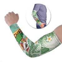 Hawaii Mele Kalikimaka Arm Sleeves Hula Santa Retro Style Green LT05 Set of 2 Green - Polynesian Pride