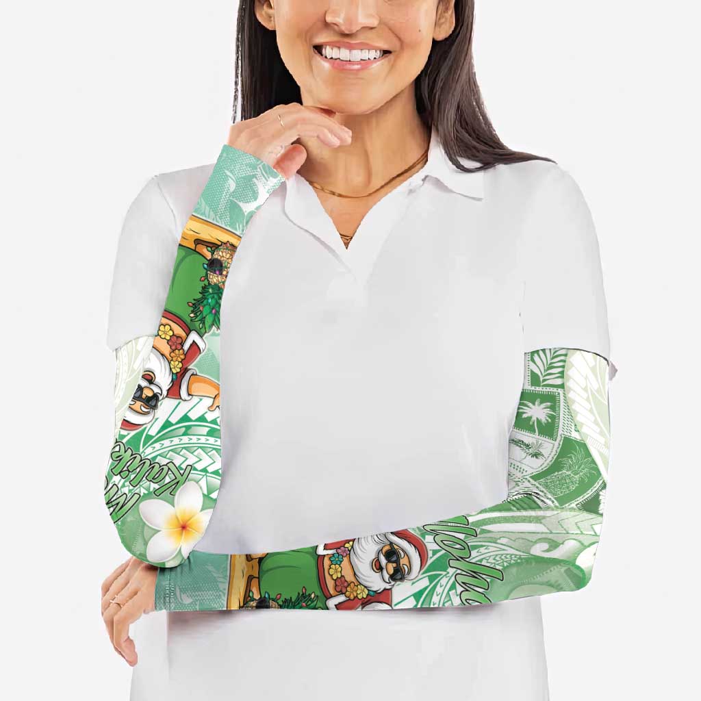 Hawaii Mele Kalikimaka Arm Sleeves Hula Santa Retro Style Green LT05 - Polynesian Pride