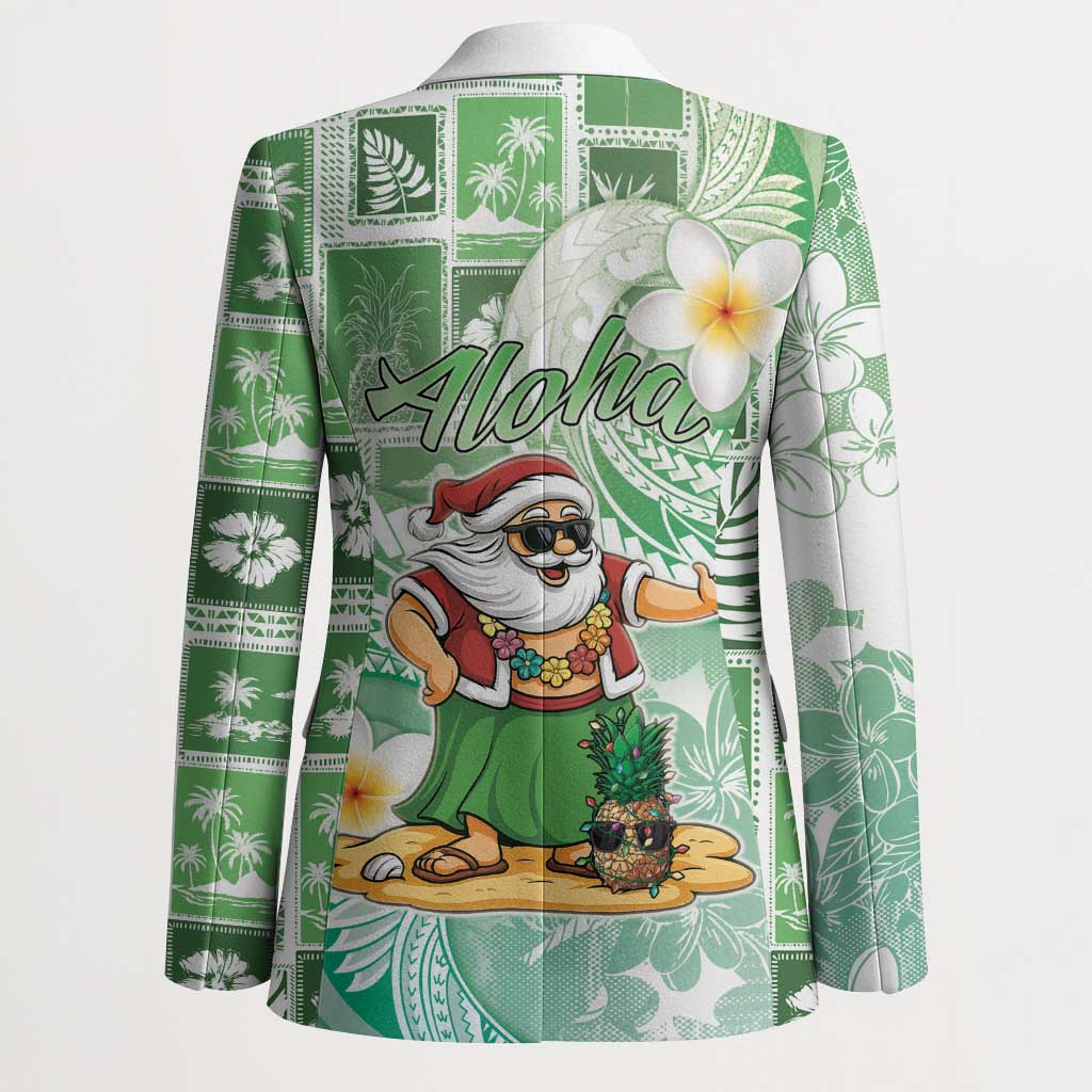 Hawaii Mele Kalikimaka Blazer Hula Santa Retro Style Green - Polynesian Pride
