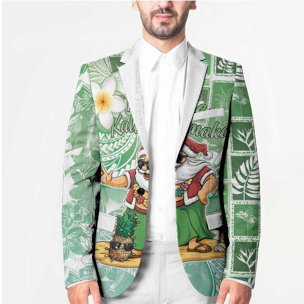 Hawaii Mele Kalikimaka Blazer Hula Santa Retro Style Green - Polynesian Pride