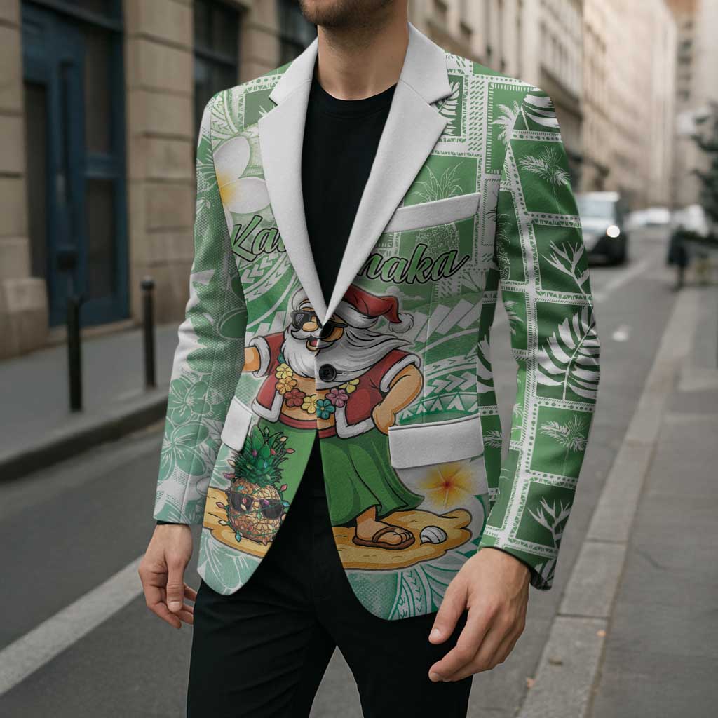 Hawaii Mele Kalikimaka Blazer Hula Santa Retro Style Green - Polynesian Pride