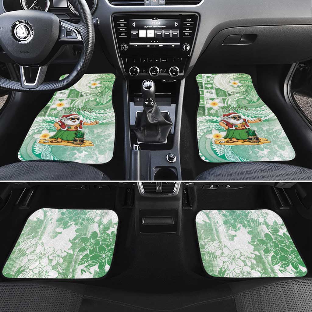 Hawaii Mele Kalikimaka Car Mats Hula Santa Retro Style Green - Polynesian Pride