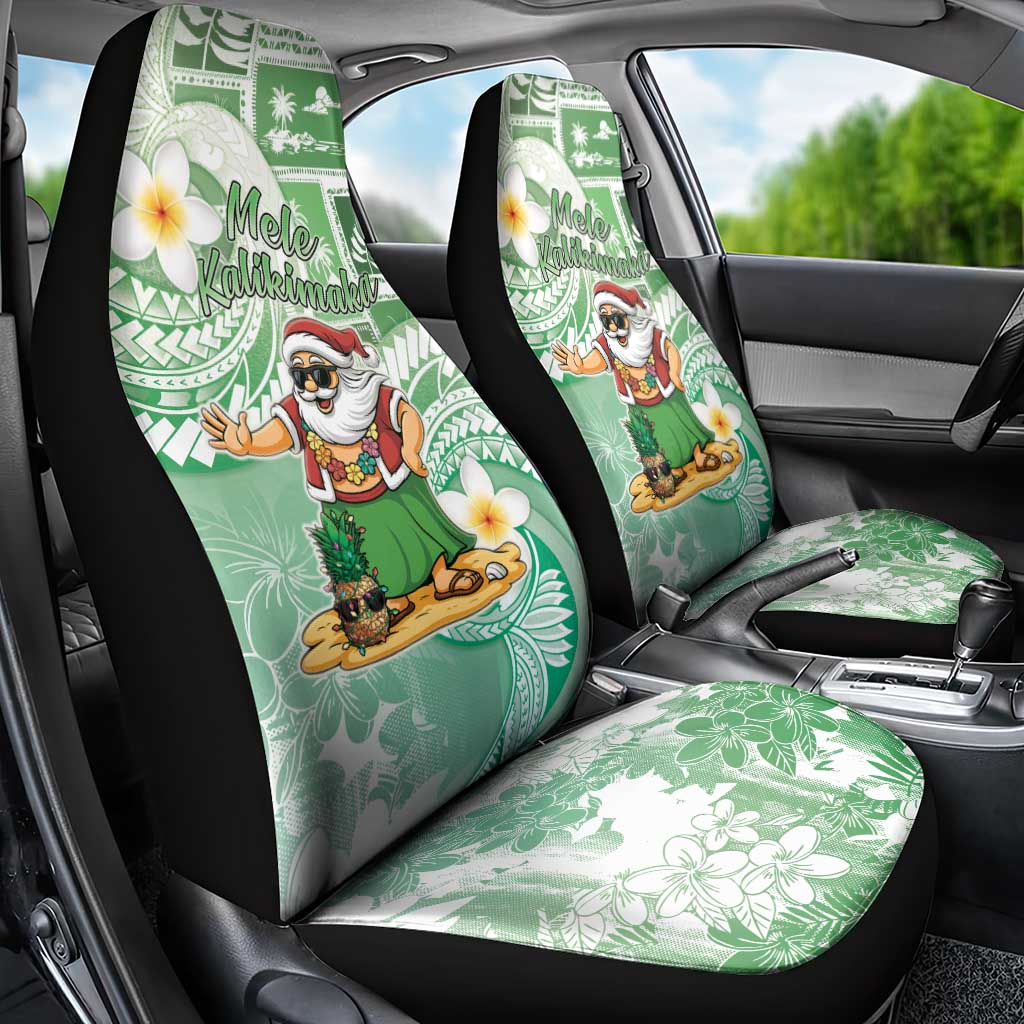 Hawaii Mele Kalikimaka Car Seat Cover Hula Santa Retro Style Green - Polynesian Pride