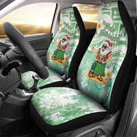 Hawaii Mele Kalikimaka Car Seat Cover Hula Santa Retro Style Green - Polynesian Pride