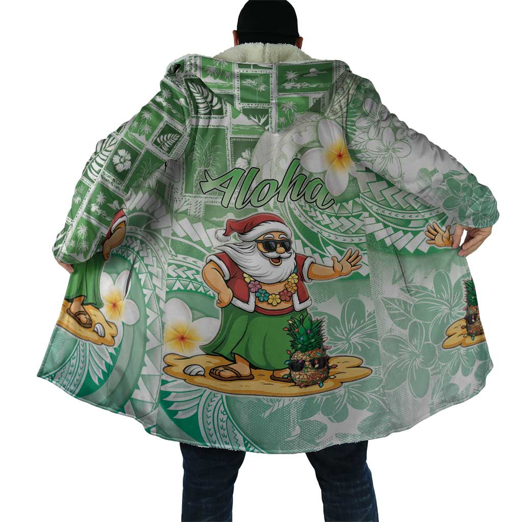 Hawaii Mele Kalikimaka Cloak Hula Santa Retro Style Green - Polynesian Pride